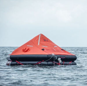 Inflatable Liferaft Deployed at Sea